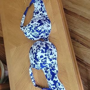 Bra 40G cacique white blue flowers